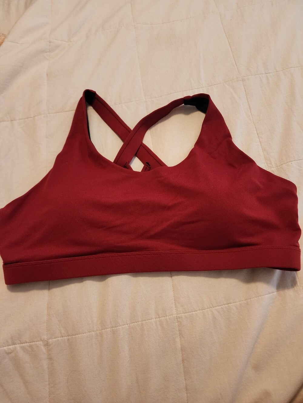 Running Girl Red Crisscross Back Sports Bra Comfort Support 3X Soft Foam Cups